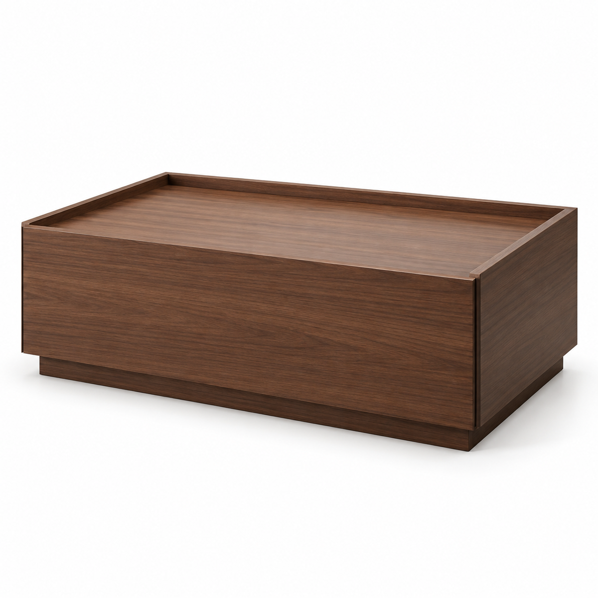 Table de chevet basse finition bois brun, format 60 × 40 cm, avec large tiroir sur fond blanc.