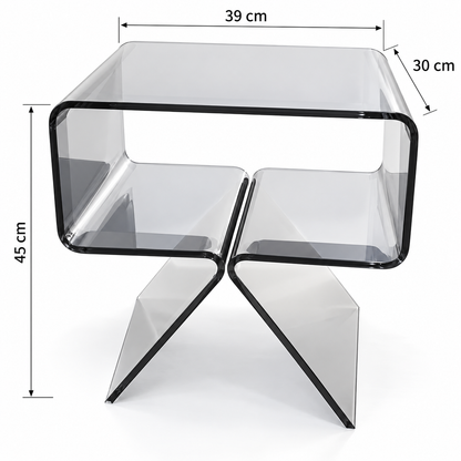 Table d’appoint avec flèches indiquant une largeur de 39 cm, une profondeur de 30 cm et une hauteur de 45 cm