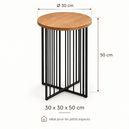 Dimensions de la table d’appoint ronde industrielle 30 x 30 x 50 cm