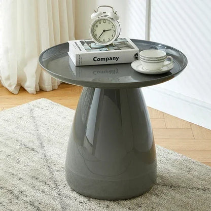 Table d’appoint anthracite ronde avec pied sculptural moderne