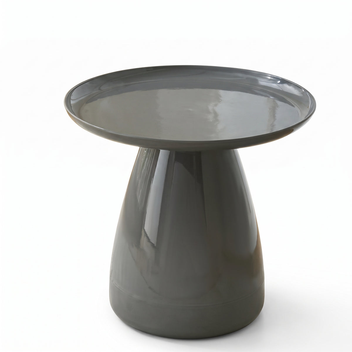 Table d’appoint ronde anthracite au design moderne avec pied sculptural