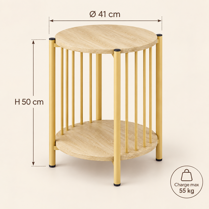 Dimensions de la table d'appoint ronde : 41 cm de diamètre et 50 cm de hauteur