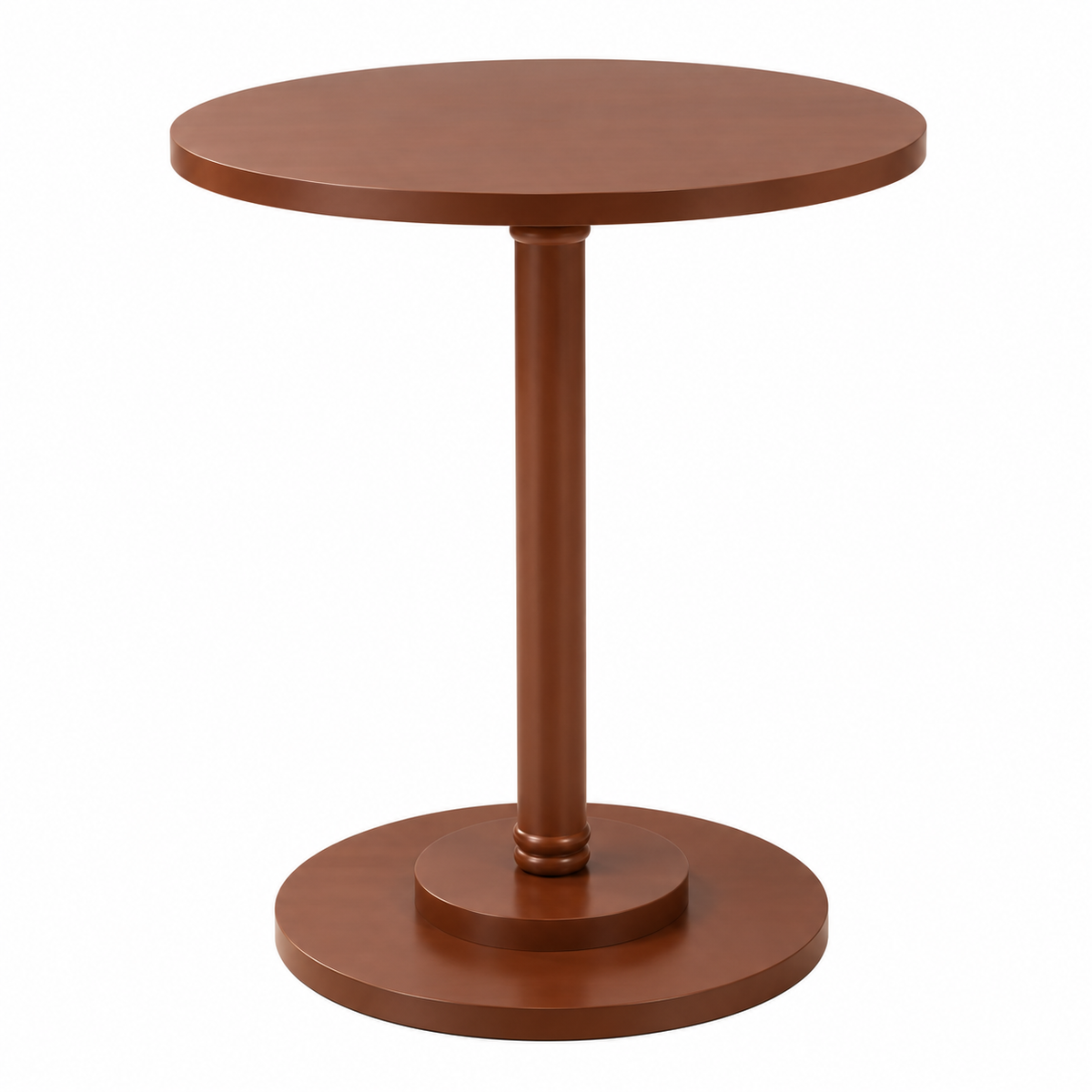 Table d'appoint ronde marron unie 43 x 61 cm avec pied central et base ronde